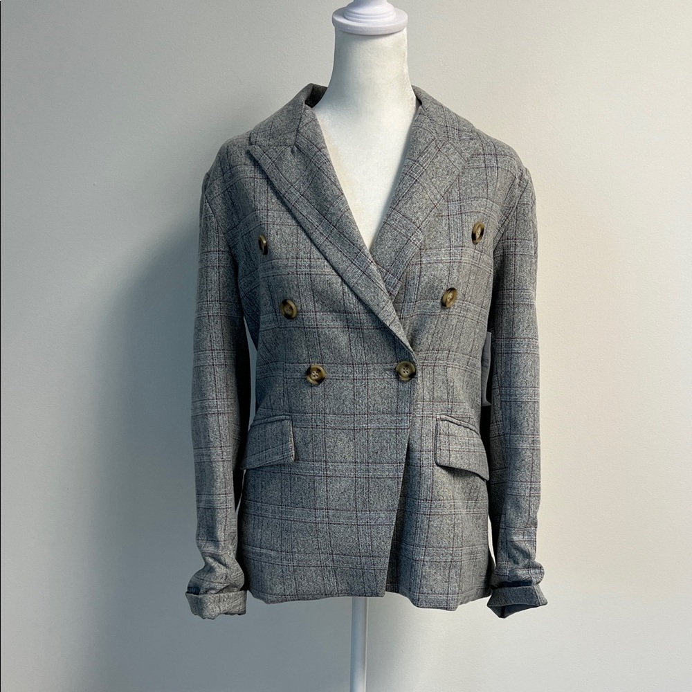 bishop + young Plaid Blazer Gray S